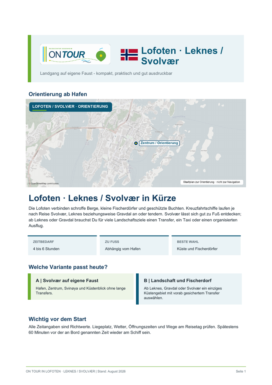 Vorschau des Reiseführers On Tour in Lofoten · Leknes / Svolvær
