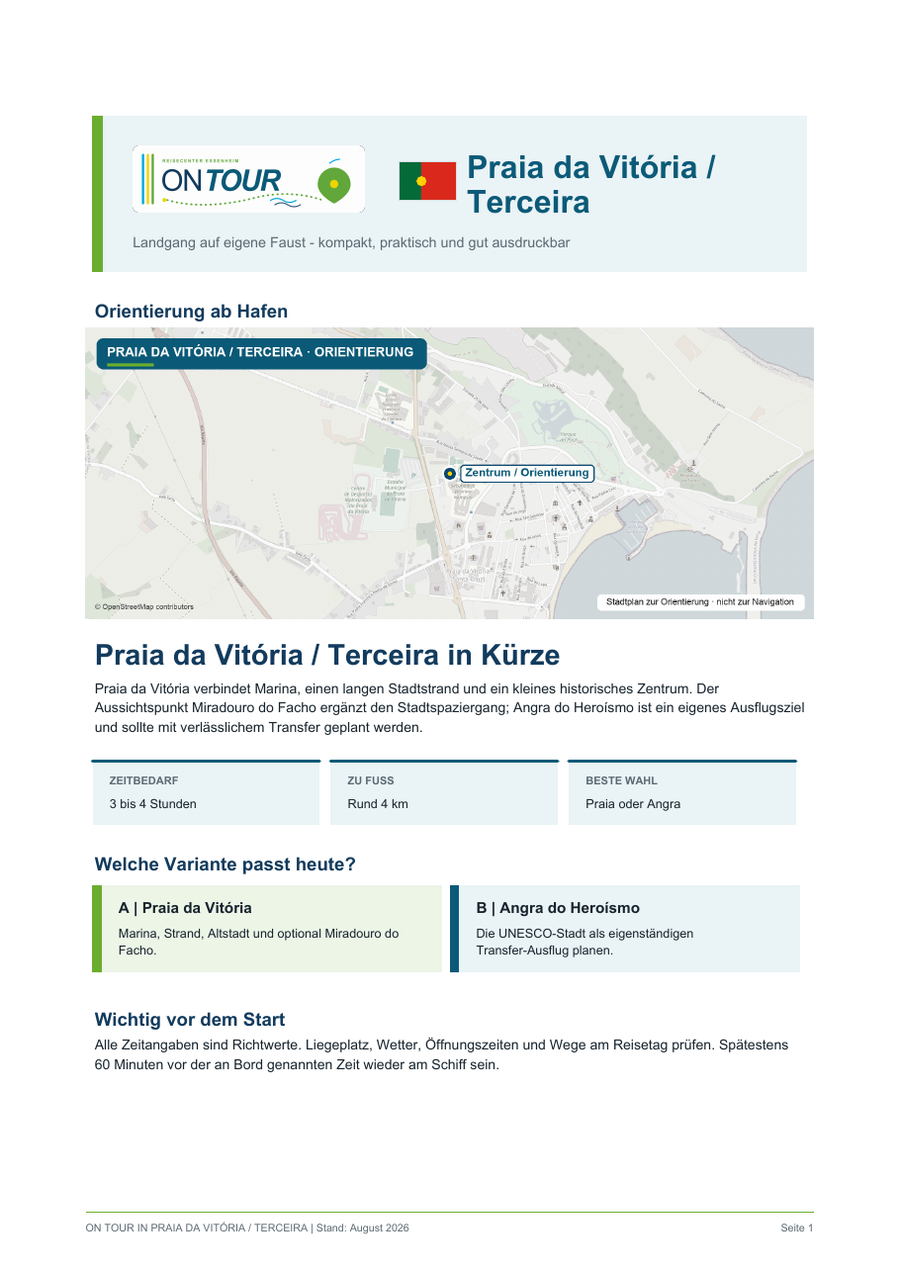 Vorschau des Reiseführers On Tour in Praia da Vitória / Terceira