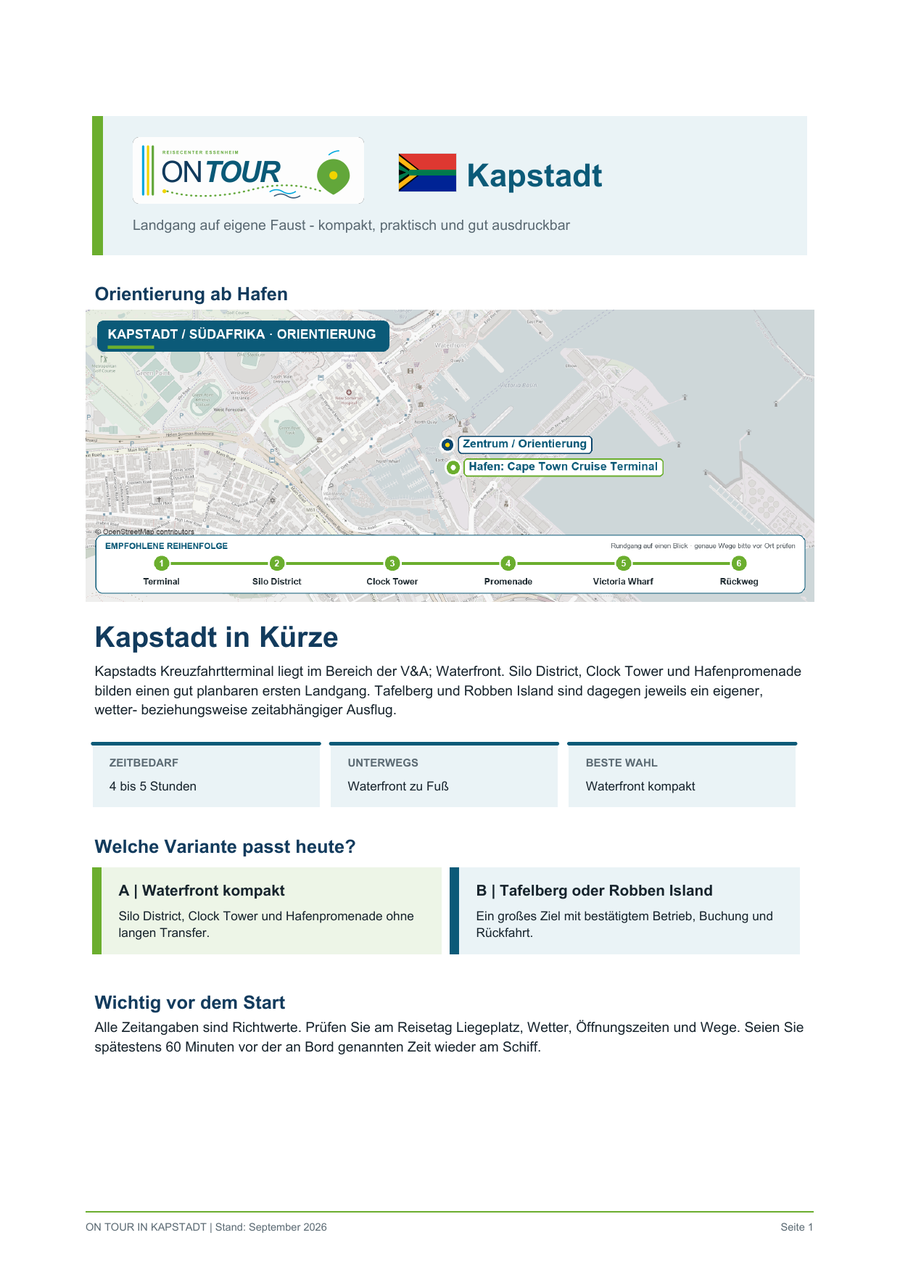 Vorschau des Reiseführers On Tour in Kapstadt
