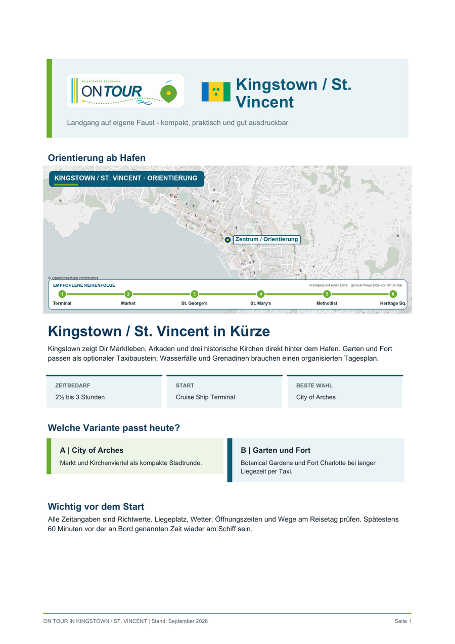 Vorschau des Reiseführers On Tour in Kingstown / St. Vincent