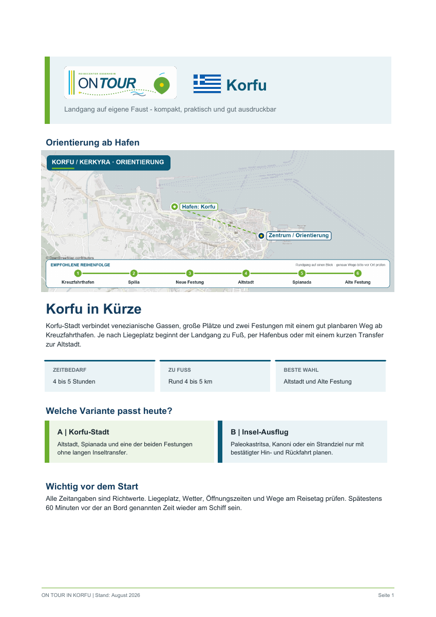 Vorschau des Reiseführers On Tour in Korfu