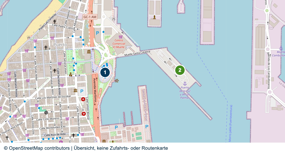 Übersicht wichtiger Anreise- und Terminalbereiche in Las Palmas