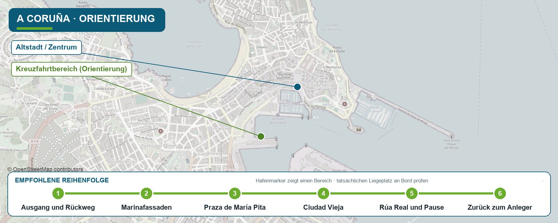 Orientierungskarte für A Coruña