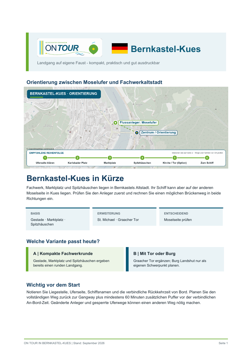 Titelseite des On-Tour-PDF-Reiseführers für Bernkastel-Kues entspannt entdecken.