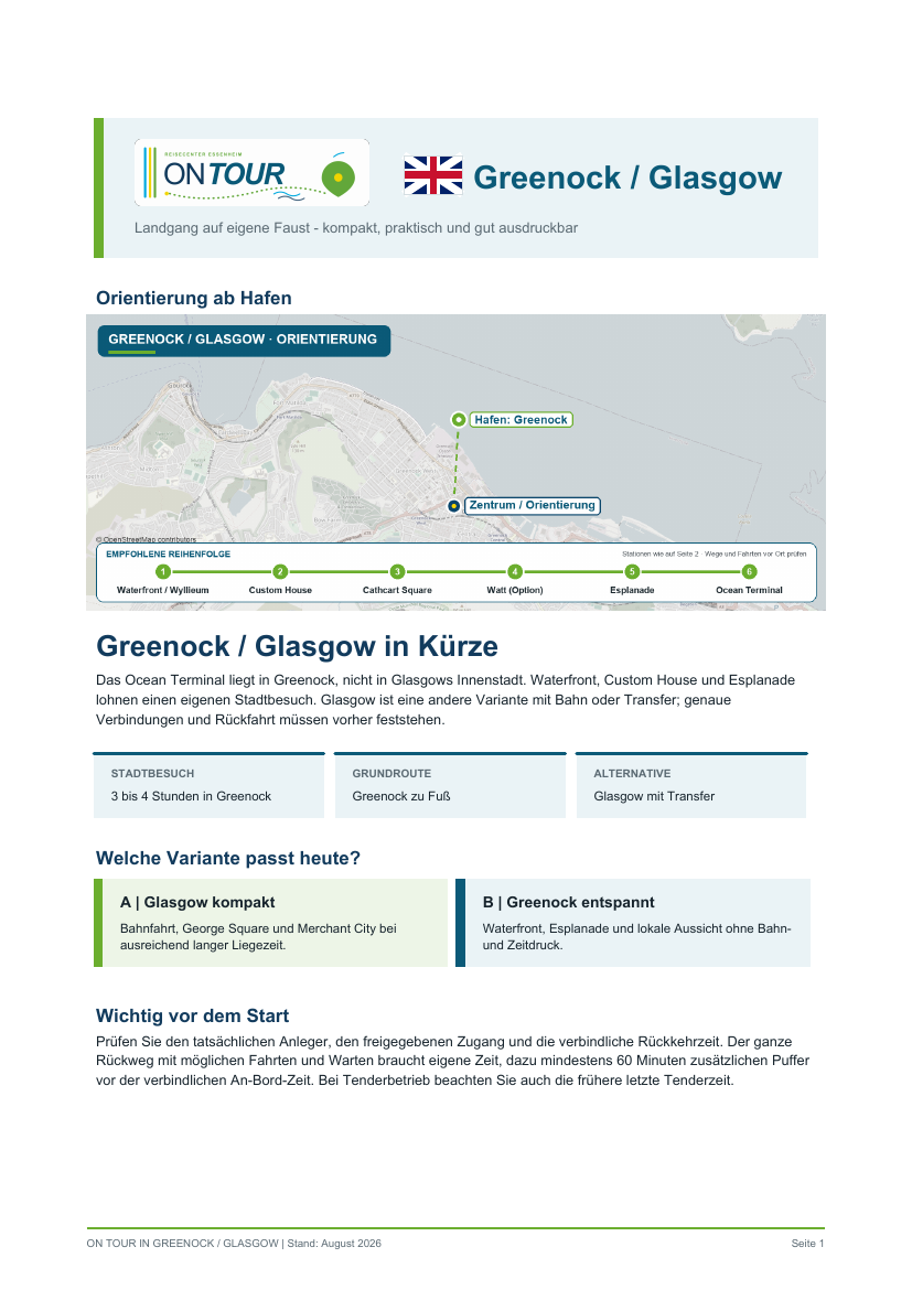Vorschau des Reiseführers On Tour in Greenock / Glasgow