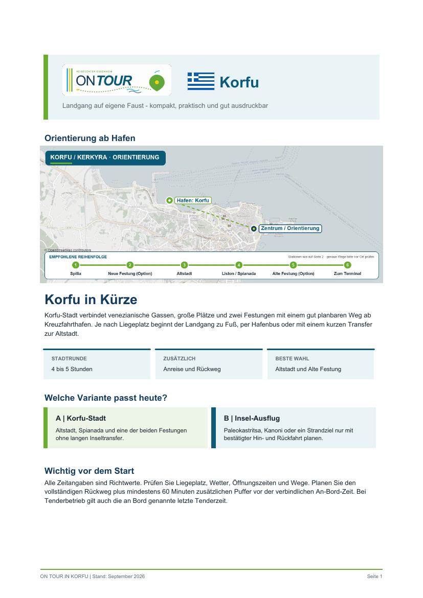 Vorschau des Reiseführers On Tour in Korfu