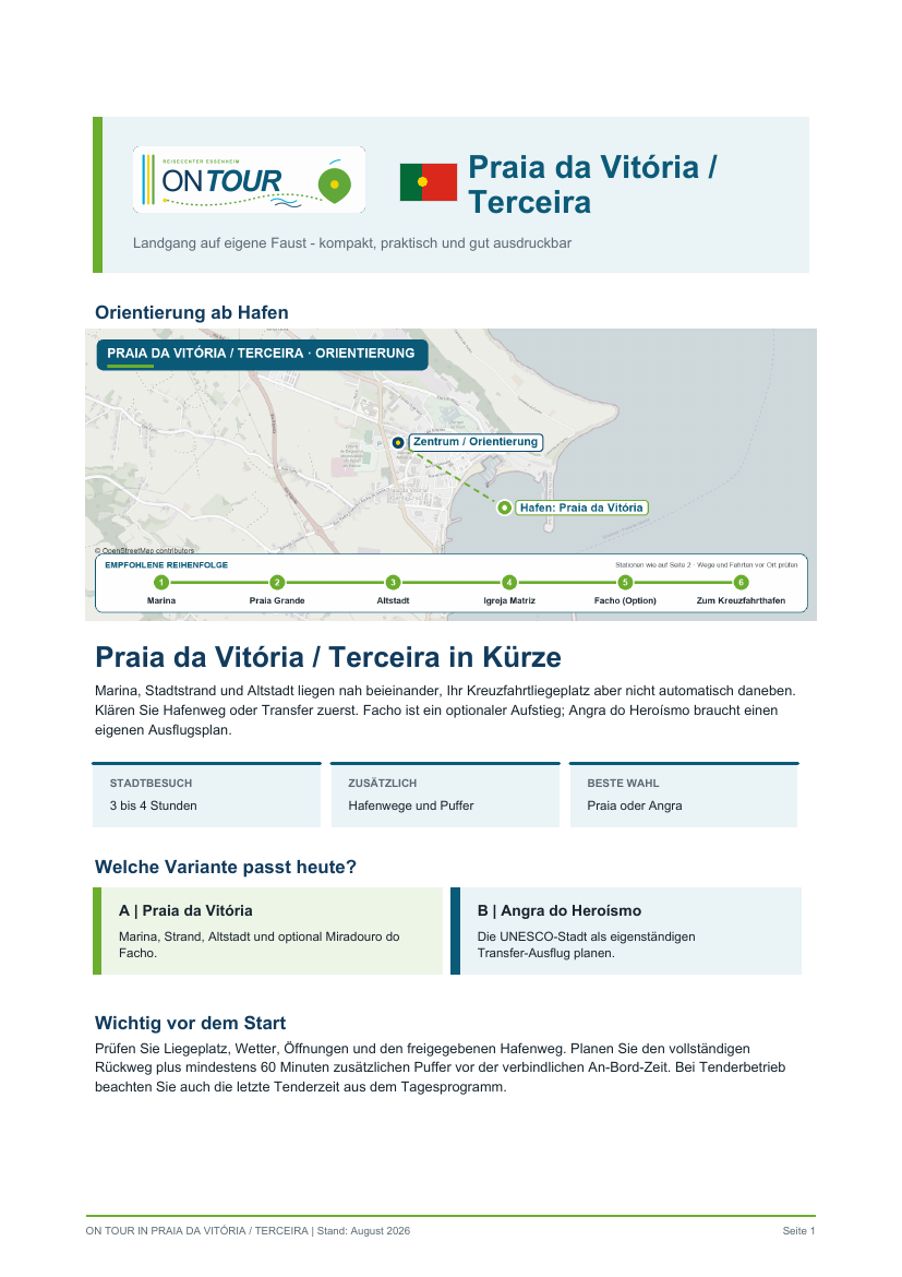 Vorschau des Reiseführers On Tour in Praia da Vitória / Terceira